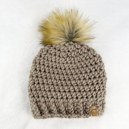 Pom Pom Hat (6-18 month) - Taupe