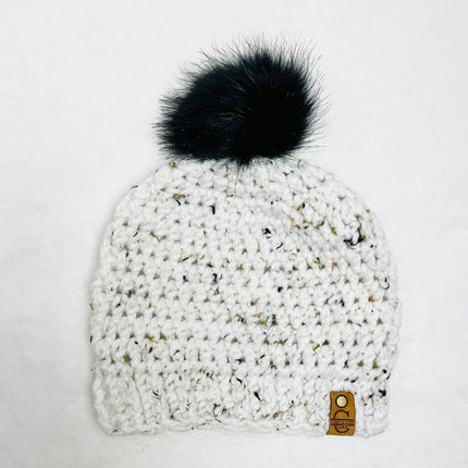 Pom Pom Hat (Adult) - Tweed White