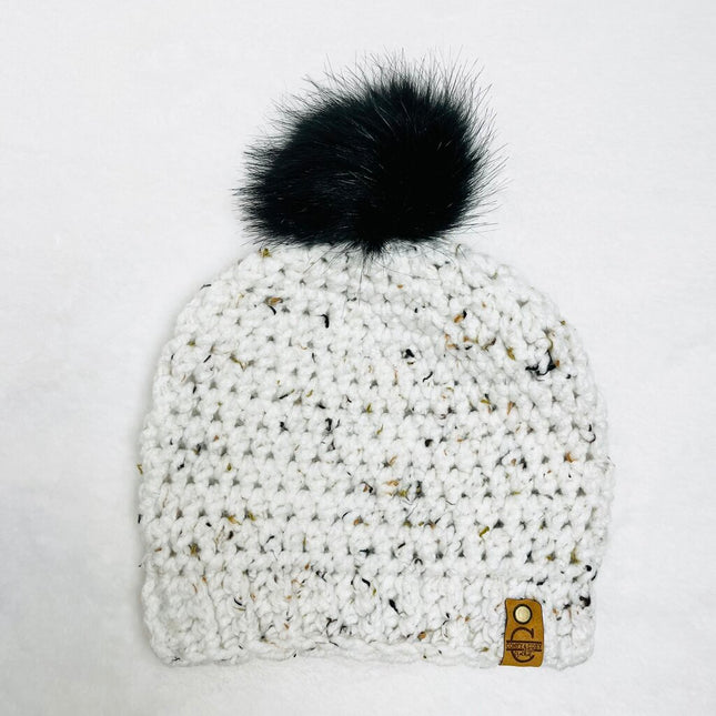 Pom Pom Hat (Adult) - Tweed White