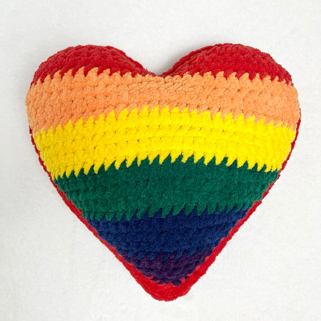 Stuffed Heart - Rainbow with Red Edging