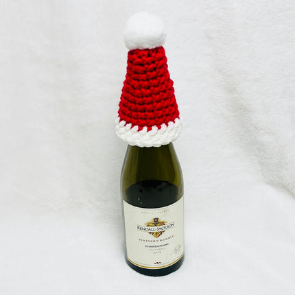Wine Bottle Topper - Red Santa Hat