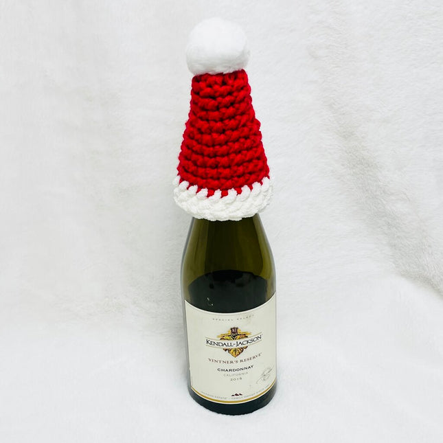 Wine Bottle Topper - Red Santa Hat