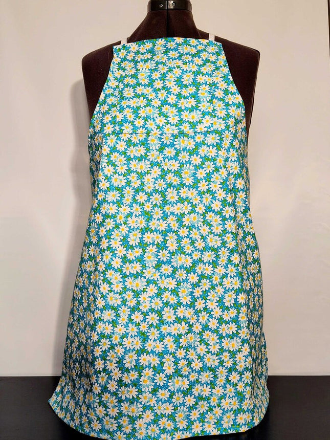 Adult Aprons Daisies on Blue