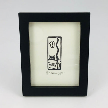 Catbox - Funny cat eraser art print FRAMED