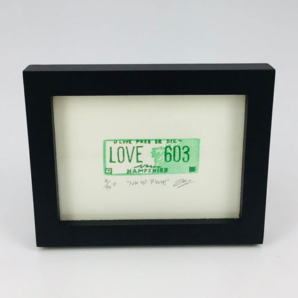 NH <3 Plate - New Hampshire License Plate Eraser Art Print FRAMED