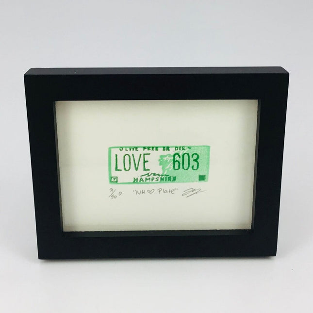 NH <3 Plate - New Hampshire License Plate Eraser Art Print FRAMED