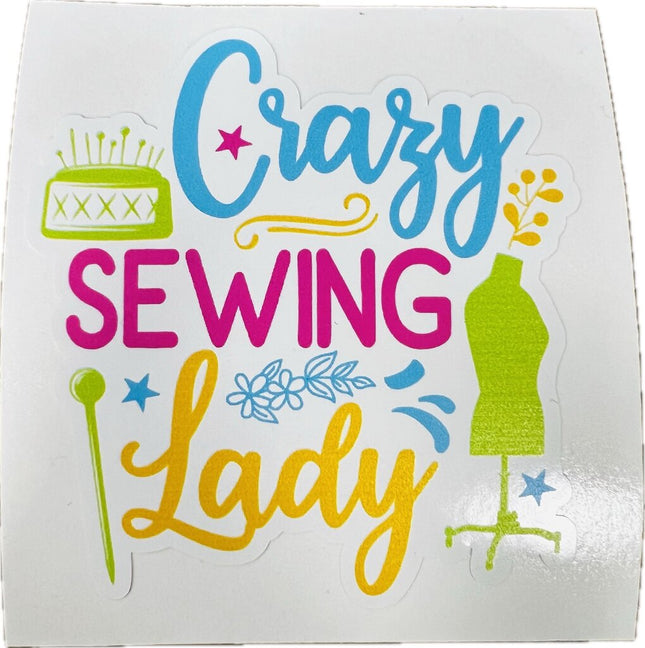 Sticker - Crazy Sewing Lady