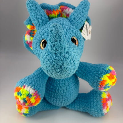 Crocheted triceratops plushie