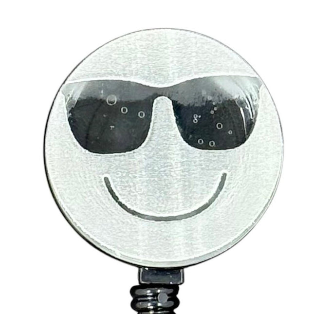 Acrylic Badge - Smiley Sunglasses - Reverse Engraved