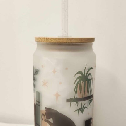 Glass tumbler- Cat library