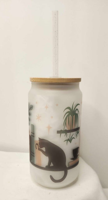 Glass tumbler- Cat library