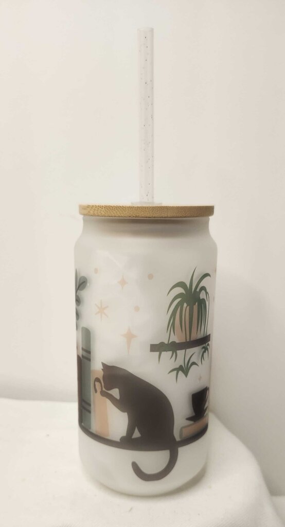 Glass tumbler- Cat library