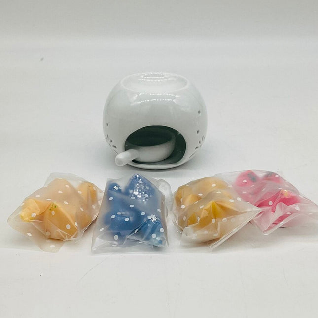Ceramic Wax Melt Warmer & Soy Wax Melts Set - Mini Circle