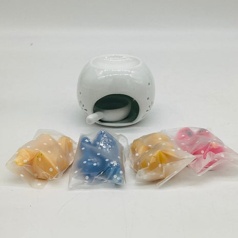 Ceramic Wax Melt Warmer & Soy Wax Melts Set - Mini Circle