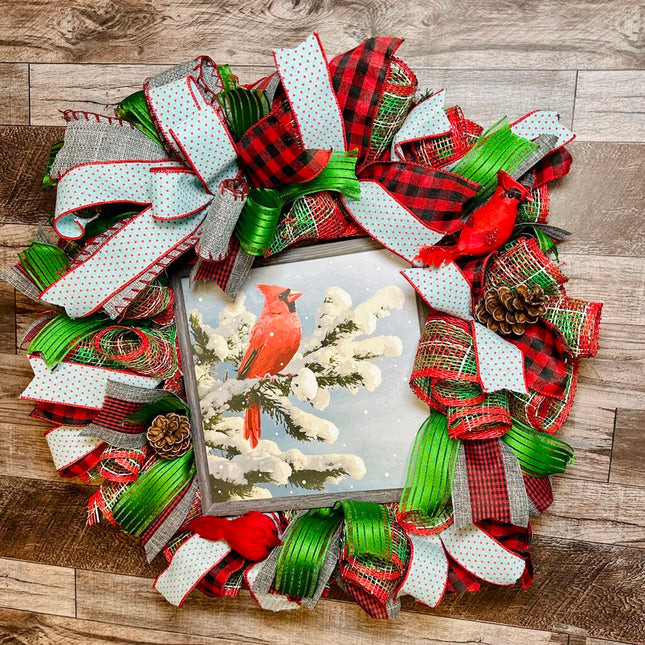 Winter Cardinal Wreath for Front Door