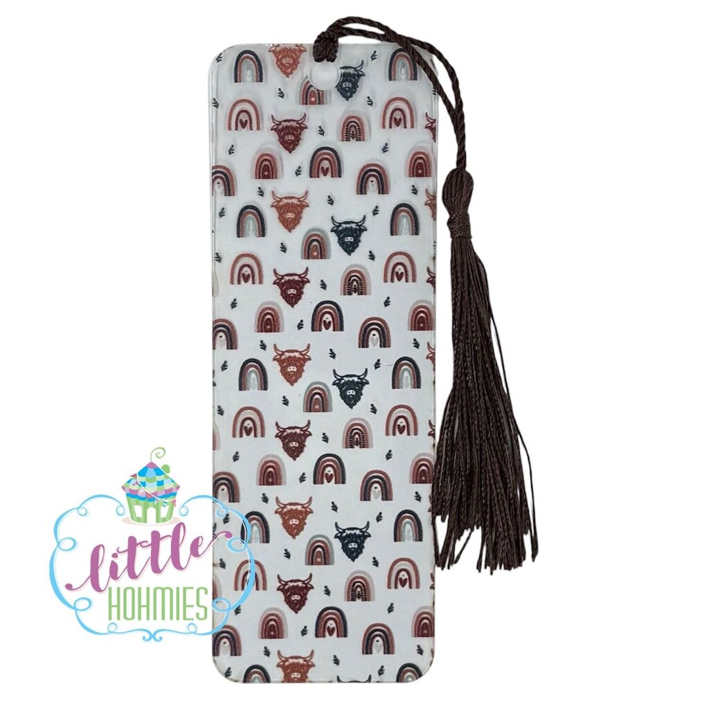 Bookmark - Highland Cow With Rainbows