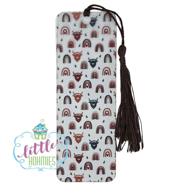Bookmark - Highland Cow With Rainbows