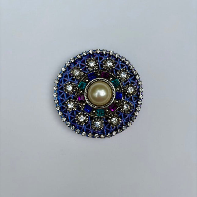 3 X 3 PURPLE MAGNET w/colorful faux pear middle & lots of rhinestones