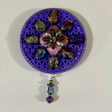3 X 3 PURPLE MAGNET w/decorative grayish purple stones & center