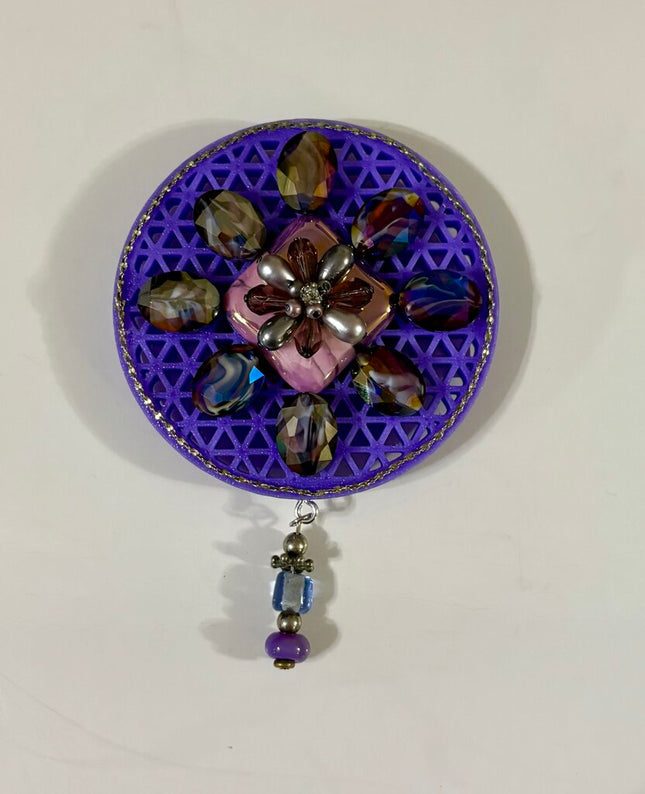 3 X 3 PURPLE MAGNET w/decorative grayish purple stones & center