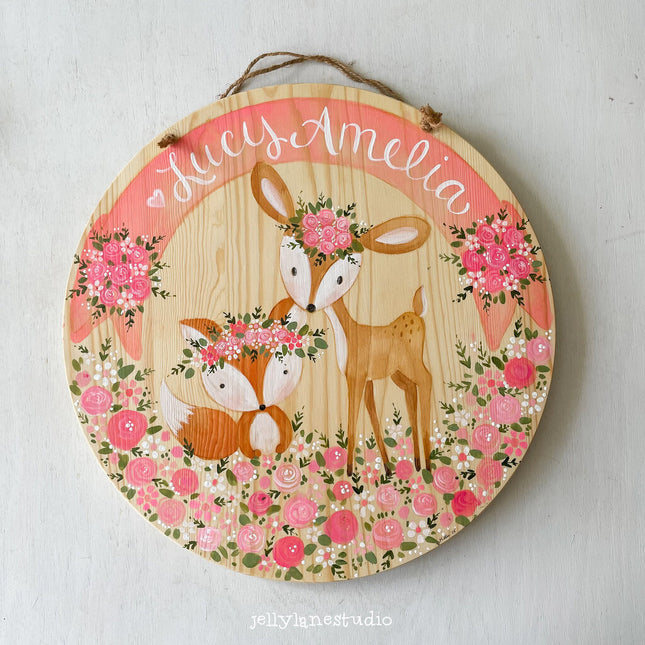 WOODLAND FOX & DEER NURSERY SIGN