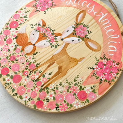 WOODLAND FOX & DEER NURSERY SIGN