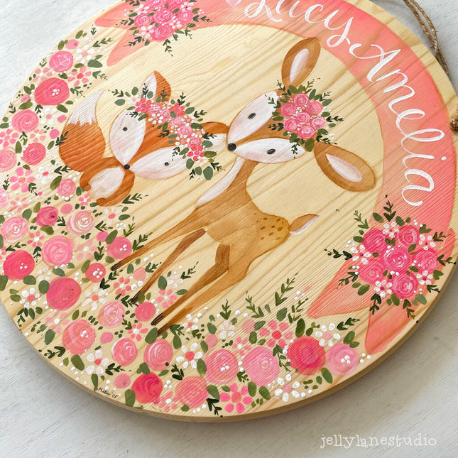 WOODLAND FOX & DEER NURSERY SIGN