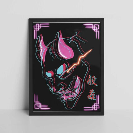 black neon oni Art Print