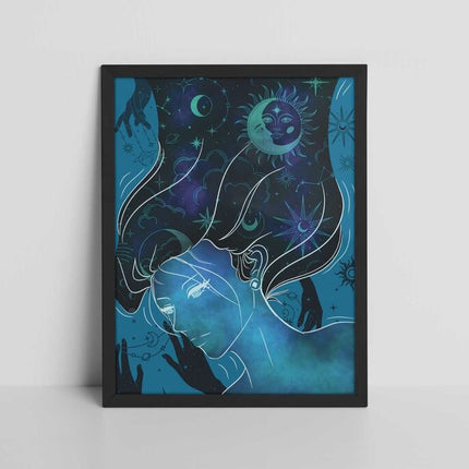 Night sky woman Art Print