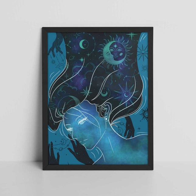 Night sky woman Art Print
