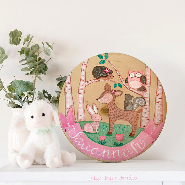 WOODLAND NURSERY NAME SIGN for GIRL