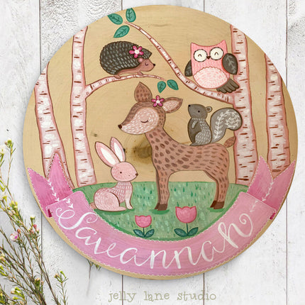 WOODLAND NURSERY NAME SIGN for GIRL
