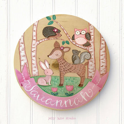WOODLAND NURSERY NAME SIGN for GIRL