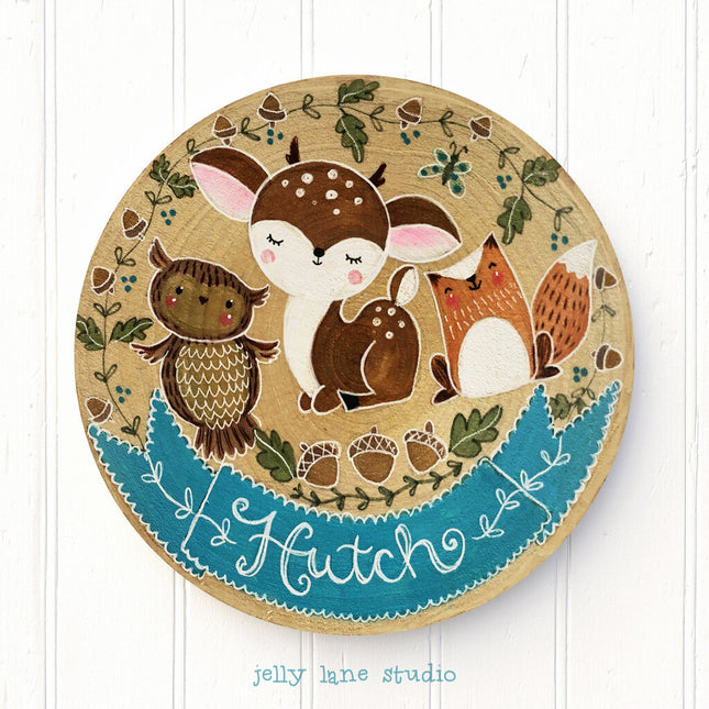 WOODLAND DEER FOX & OWL NURSERY SIGN