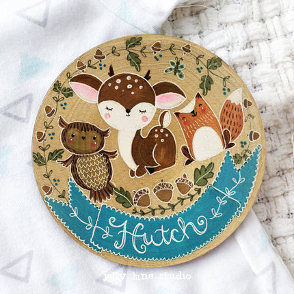 WOODLAND DEER FOX & OWL NURSERY SIGN