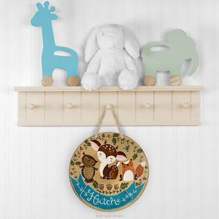 WOODLAND DEER FOX & OWL NURSERY SIGN