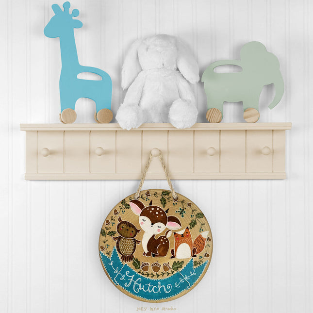 WOODLAND DEER FOX & OWL NURSERY SIGN