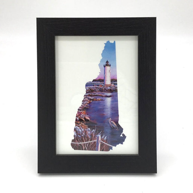 New Hampshire V - Ocean Lighthouse 5x7 Art Print FRAMED