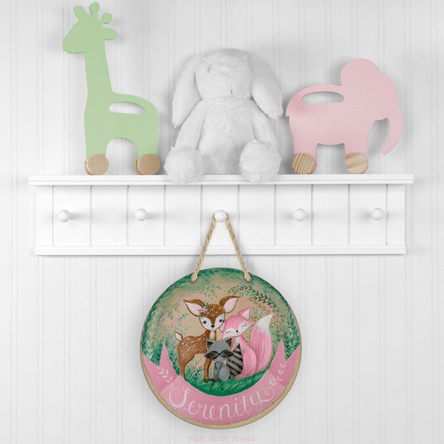 WOODLAND NURSERY NAME SIGN FOR GIRL