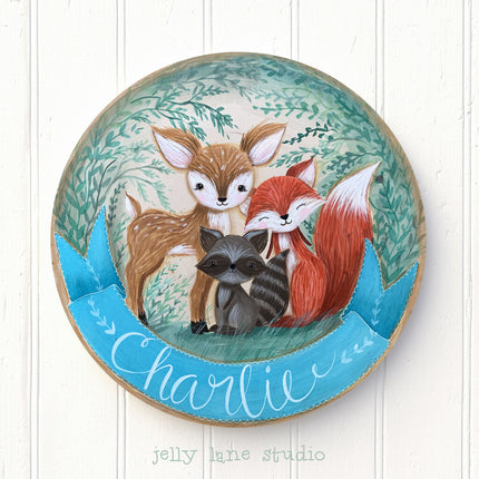 WOODLAND NURSERY NAME SIGN FOR BOY