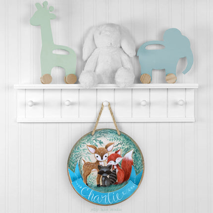 WOODLAND NURSERY NAME SIGN FOR BOY