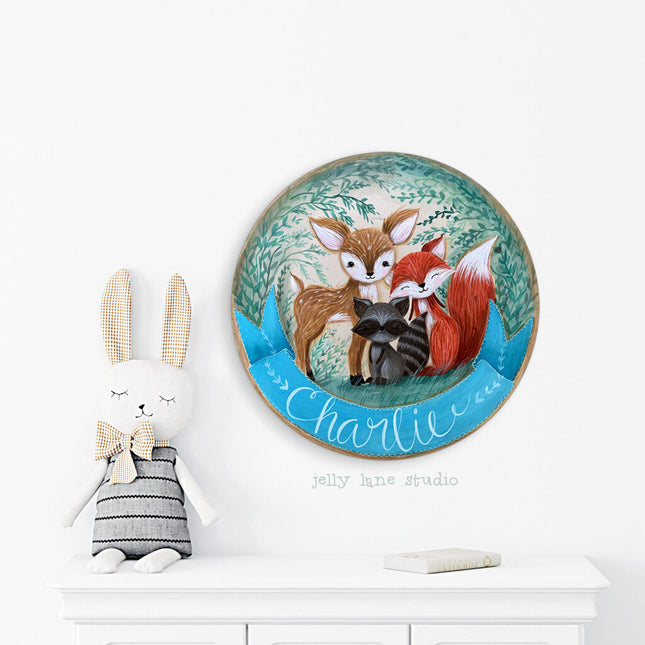 WOODLAND NURSERY NAME SIGN FOR BOY