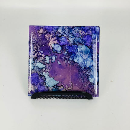 4x4 Abstract TIles/Coaster-Purple & Teal