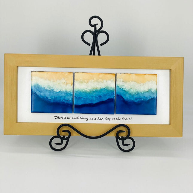 Three 4x4 Ocean Theme Tiles Mounted & Framed