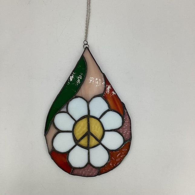 Peace Sign Drop Stained Glass