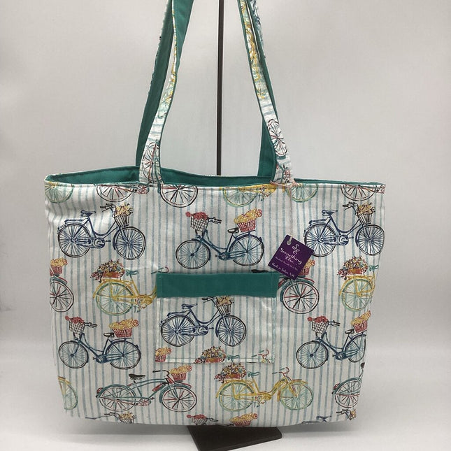 Bicycle tote bag w/ torquoise