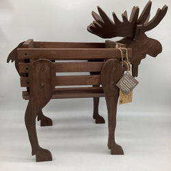 Wooden Moose Planter - view 1