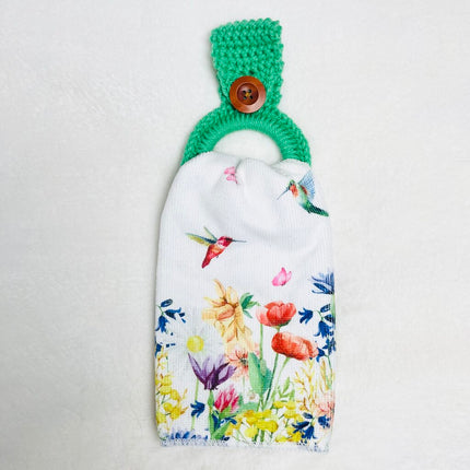 Hanging Towel Set - Hummingbirds with Bright Flowers