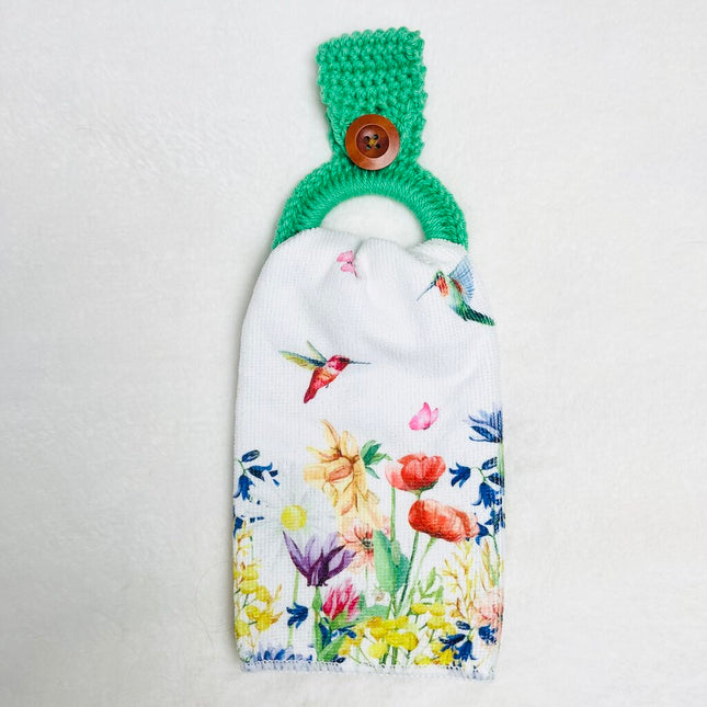 Hanging Towel Set - Hummingbirds with Bright Flowers