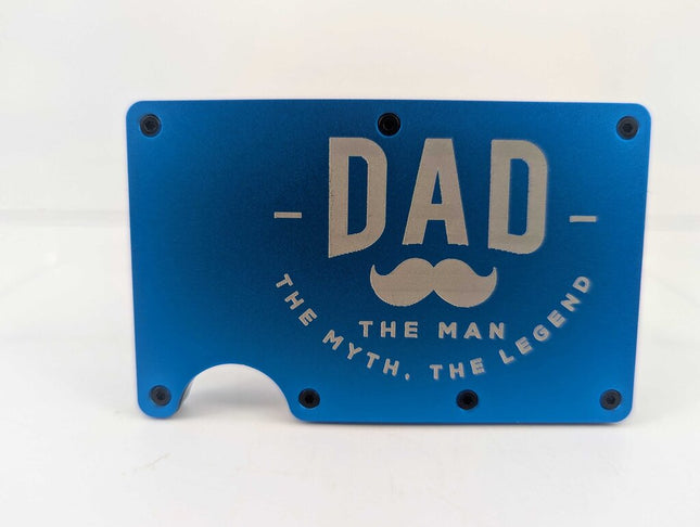 Laser Engraved Metal Wallet / Money Clip - DAD the man the myth the legend